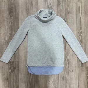 JCrew Gray Cowl neck Sweatshirt with Blue Hem